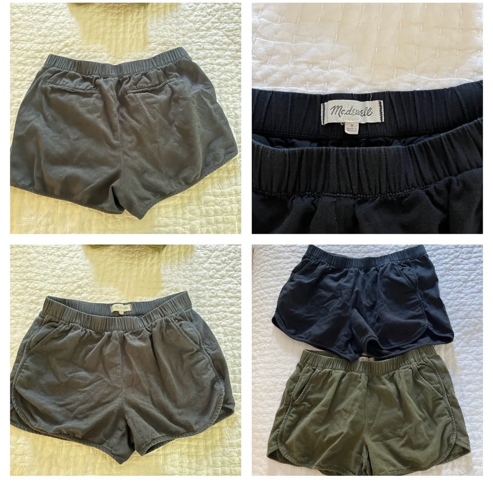 Madewell Athletic Shorts Black and Green Elastic Waist